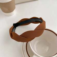 素色面料宽扭纹发带，百搭简约发饰，秋季发饰 - 彩色 - 查看 12