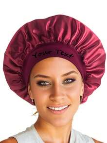 定制缎面光滑睡眠帽，可定制名称或徽标，配有宽松松紧带，女士夜间发帽，适合所有发质