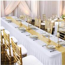 1pc / 2pcs Simple White Spandex Tablecloth, Sundress Table Cover Fit For Rectangular Dining Table, Wrinkle-Resistant Washable Stretch Patio Table Skirt, Universal For Wedding, Banquet, Party - Multicolor - View 11