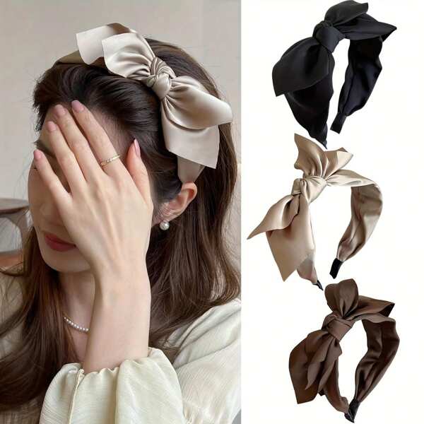 1pc Women Plain Wide Headband, Elegant Minimal, Suitable For Daily & Party Wear, Made Of Polyester