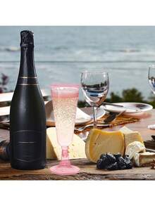 50 copas de champán transparentes, vasos de champán transparentes desechables, tazas de champán de plástico para fiestas, bodas,cumpleaños y fiestas, cócteles - Rosa - Ver 8
