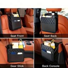1pc Car Seat Back Storage Bag - Faux Leather Hanging Organizer, Stylish Car Accessory, Multifunctional Car Storage Bucket, Car Seat Storage Box