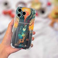 Funda para teléfono 1PC FantasyIllustration Pattern Design Funda para teléfono 14 Pro 16 13 15 Plus 11 12 Portatarjetas portátil Diseño Impresión Teléfono resistente a caídas - Colores mixtos 1 - Ver 3