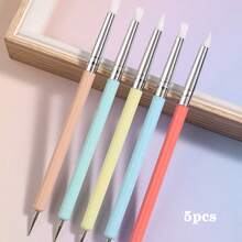 5 件超轻粘土娃娃脸部细节工具、双头硅胶造型笔、纹理笔、指纹去除剂、学校用品、返校 - 雙頭雕刻筆 - 查看 5