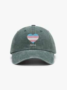 1pc Rainbow Heart Embroidered Cotton Washed Baseball Cap, Casual Sun Hat, Couple Cap, Customizable Logo/Text, Multi-Color Options, Personalized Design, Suitable For Various Occasions And Gifts, Fashion & Versatile