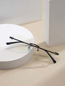 1pc Unisex Fashionable Rimless Metal Glasses Clear Glasses Accessories - Silver - View 9