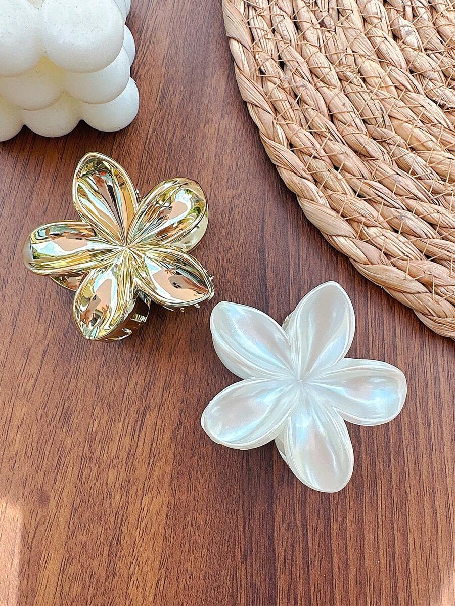 2 Pcs Acrylic Flower Large Hair Claws, 6cm/2.36 Inch, Elegant Vintage Style Sophisticated Hair Accessories, Versatile For Everyday Wear, Suitable For School, School Stuff, College Fall Winter Hair Clip Claw Clip For Vacation Outfits Woman
