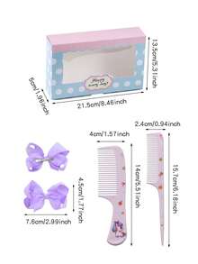 32 Pcs Assorted Color Bowknot & Duck Bill Hair Clips, Comb For Daily Use, Gift Box Included - Multicolor - View 8