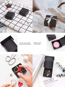 10/30pcs Mini Gift Boxes Black Kraft Paper Box Packaging Paper Box Gift Box Suitable For Holiday Party Gifts, Small Gift Boxes Suitable For Weddings, Birthdays, Christmas, Valentine's Day, Mother's Day, Bachelorette Parties, Party Supplies, Party Decorations - Black - View 7