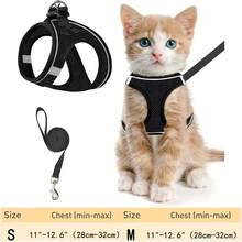 Escape-Proof Cat Harness & Leash Set: Reflective Soft Mesh Vest For  Outdoor Walks With Your Kitten