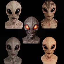 1pc, Sci-Fi UFO Alien Mask, Horror Headgear, Latex Mask, Synthetic Latex, Realistic Mask, Interesting Full-Neck Headdress, Prank Props, Daily Cosplay Costume Shooting Props, Bar, Club Carnival Party Supplies, Stage Performance Accessories (Latex Material Has A Slight Odor) Home Decor Halloween Decor Fall Decor Room Decor - Multicolor - View 2