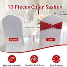 10 Stück Stuhlschärpen aus Spandex mit Schleife, elastische Stuhlbänder mit Schnallenverschluss, geeignet für Hochzeits- und Eventdekoration, Bankettdekoration, Stuhlschleifen, Stuhlrückenbezüge