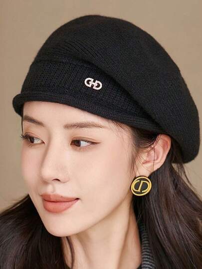 1 chiếc mũ len nữ co giãn có túi, chất liệu acrylic mềm mại và thoải mái, thích hợp cho mùa thu/đông.