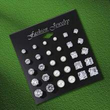 30 Stücke Ohrring Set mit Kubikzirkonia Strass, modisch & elegant, geeignet für Urlaub, Party, Date, Alltagsmode