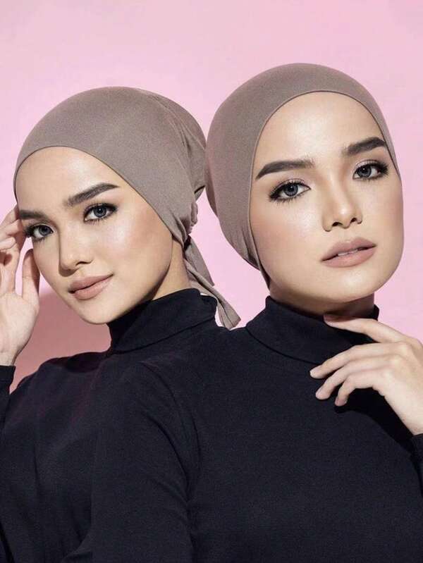 1pc Women's New Solid Color Viscose Elastic Drawstring Adjustable Headband Cap