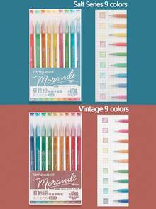 Bút gel Languo 9 màu dung tích lớn, bút marker acrylic không trong suốt, bút vẽ doodle phong cách Ins đơn giản dễ thương màu Morandi & Candy, bút lập kế hoạch cho học sinh vẽ nghệ thuật, vẽ truyện tranh, ghi chép - Nhiều màu - Xem 10