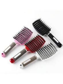 1 pieza Cepillo hueco curvo para cabello esponjoso seco y húmedo - Peine de masaje del cuero cabelludo para hombres y mujeres, herramientas de peluquería y peinado para salón, accesorios para el cabello, cepillos, peines, productos y accesorios para el cabello para barbería, salón de belleza, artículos esenciales de viaje, regreso a la escuela, artículos esenciales de viaje y vacaciones, accesorios para el cabello para mujeres, cepillo, cepillos para el cabello, cepillo de borde, cepillo para el cabello, peine, peine para el cabello, cepillo desenredante, cepillo de bola, mini cepillo para el cabello, juego de cepillos para el cabello, peine de madera, peine, cepillo para el cabello hacia atrás, cepillo para el cabello, cepillo de borde, cepillo para el cabello, peine para el cabello, juego de cepillos para el cabello, peine para el cabello, mini cepillo para el cabello, cepillo desenredante, productos para el cabello, herramientas para el cabello, cosas para el cabello, cuidado del ca - Multicolor - Ver 2