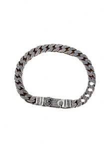 1pc Fashionable Vintage Tang Dynasty Lion Dance Mountain Pattern Charm Bracelet, Luxury Casual Jewelry Gift For Men