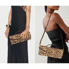Women's Woven Wallet Evening Clutch Woven Leather And Suede Handbag Crossbody Bag Suede Wallet Formal Evening Bag - Báo Nâu - Xem 2