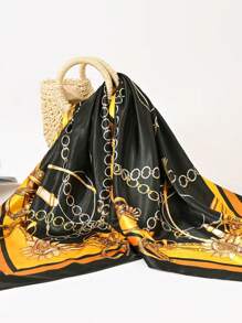 1 pezzo Foulard quadrato stampato semplice da donna di 90 cm, sciarpa in seta di moda, può essere usato come cintura, accessorio, nastro, fascia per capelli, lega per capelli, ottimo per accessoriare