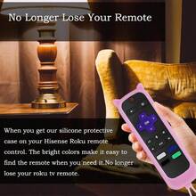 2Pack Remote Case For Roku  Hisense Silicone Universal Protective Controller Sleeve For Roku Express 4K+ 2021 And Streaming Stick 4K 2021 Cute Cat Ears Design Cover - GlowPink & GlowSkyBlue - Xem 3