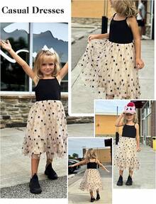2025Toddler Girls Tulle Dress Rainbow Tutu Birthday Princess Dresses Formal Photo Shoot Outfit Summer Clothes 2-6T'Sprout Style' - 黑色 - 星星薄紗 - 查看 5
