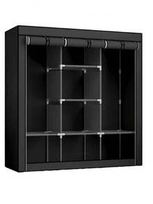 Closet Armable, Armario Organizador, Rack Organizador con Lona Anti-Polvo, Para Ropa, Bolsas y Zapatos, Fácil de Armar, Compacto, Para Habitación - Negro - Ver 4