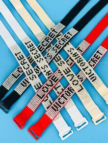 性感闪亮多色水钻可拆卸肩带，女士胸罩装饰，高弹性，黑色/白色/红色/杏色，适合狂欢 - 彩色 - 查看 3