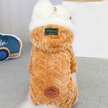 宠物服装，狗狗服饰，猫咪四足动物服装，英伦风四足动物双层抓绒服装，小动物服装，狗狗运动服，动物服装，流行欧美新款秋冬休闲牵引带帽宠物服装 - 黃色 - 查看 6