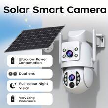 5G 10MP 双镜头 WIFI 安全摄像头，室内或室外，具有 IPP66 防水功能，支持 2.4/5G Wifi，360°PTZ 无线摄像头，适用于婴儿/宠物/家庭/商店，彩色夜视，云和 SD 卡存储，双向音频，智能运动跟踪 - 白色 - 查看 1