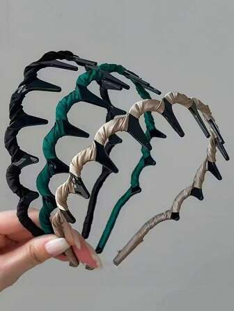 2 stuks stijlvolle stoffen golvende hoofdband voor vrouwen, antislip getande haarband voor korte pony's, haarband, diadeem, haarring