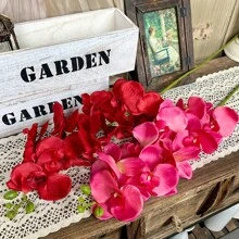 1/2/4/6 piezas, Pintura al óleo de orquídea de mariposa rojo oscuro simulada, Flores decorativas para sala de estar, mesa de comedor, habitación modelo, decoración de boda y compromiso, flores artificiales, decoración navideña, aproximadamente 98 cm, regalos para mujeres, regalo de cumpleaños, decoración del hogar, decoración del hogar, adornos del hogar, flores falsas, flor artificial