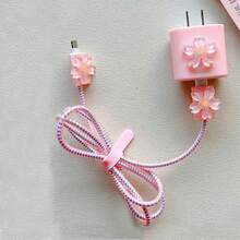 5 件/套可爱花卉电缆保护器，兼容 Apple 18W/20W 充电器盖，3D 粉色樱花充电线套，适合女士和女孩，DIY 手机充电线保护器，送给朋友的礼物 充电器配件 手机配件 - 多色 - 查看 6