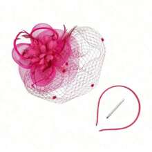 1pc Bridal Headdress Vintage Veil Banquet Dress Net Yarn Feather Cocktail Dress Hair Accessory