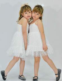 2025Toddler Girls Tulle Dress Rainbow Tutu Birthday Princess Dresses Formal Photo Shoot Outfit Summer Clothes 2-6T'Sprout Style' - 白色 - 心型薄紗 - 查看 3