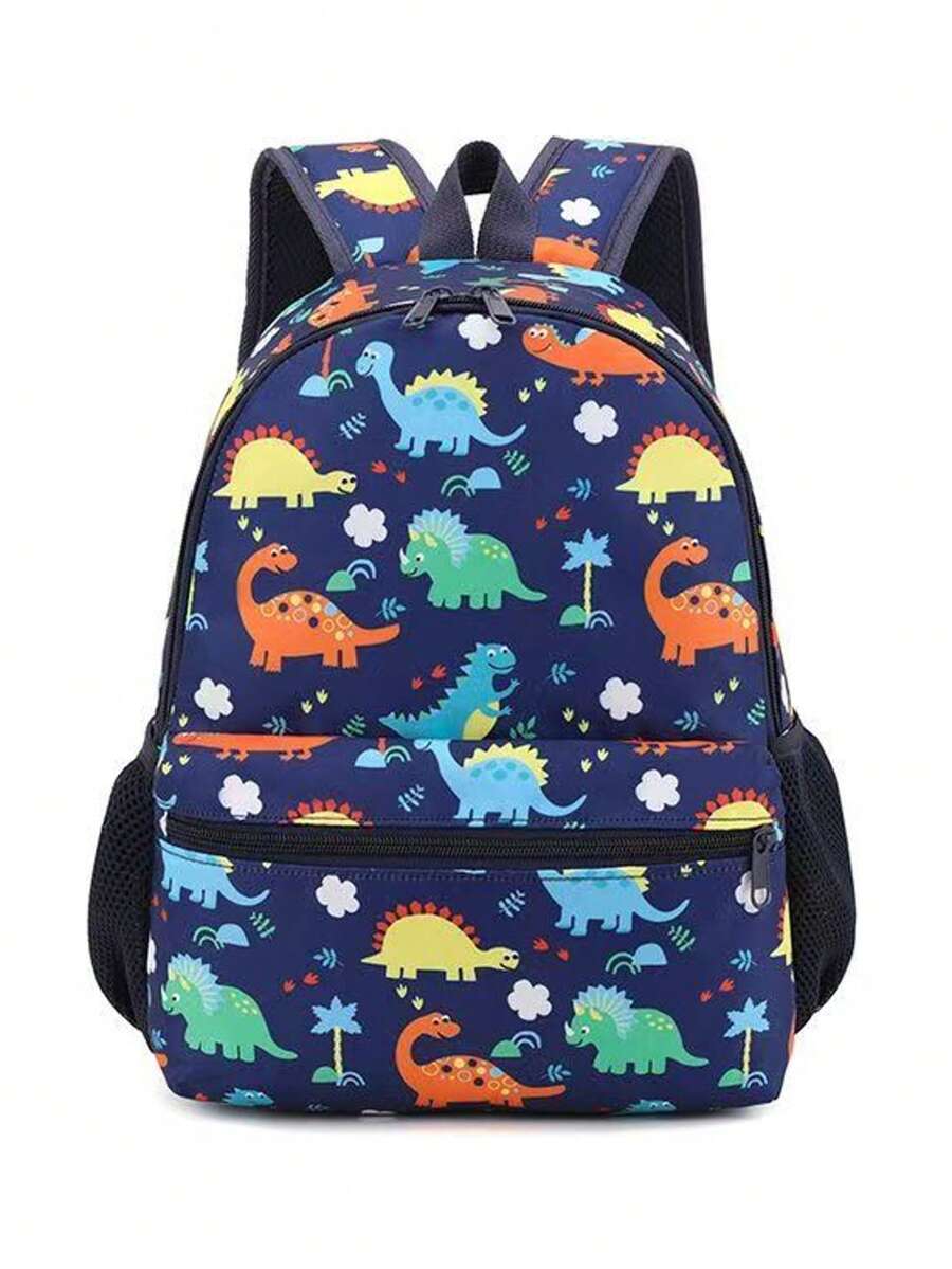 新款恐龙卡通背包学生书包，可爱时尚返校防护背包，适合男孩和女孩 - 彩色 - 查看 1
