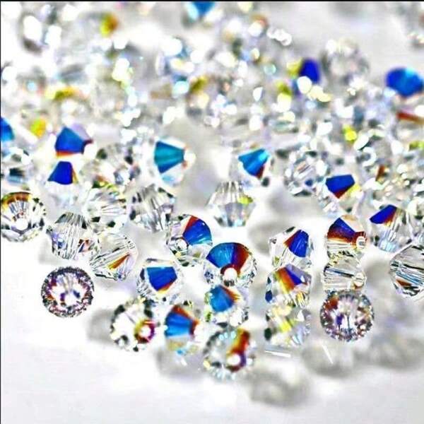 3/4/6/8mm,110/90/45/40pcs Clear Crystal AB Color Crystal Bicone Beads, For DIY Necklace Bracelet Small Business Jewelry Beading Handmade Craft Supplies