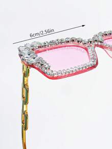 Y2K Style Large Frame Fashion Glasses With Rhinestone Decor, Suitable For Wedding, Party, Music Festival, Beach, Decoration & Photography Square Shape Shades