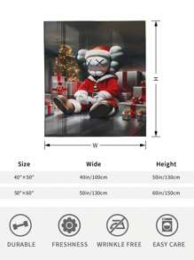 1pc Kawss Kawaii Kaw  Anime Themed Ultra Soft Reversible Flannel Throw Blanket - Contemporary Style, Digital Print, All Seasons Multipurpose Knitted Bedding, Anti-Pilling Polyester