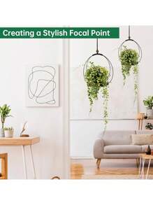 Indoor Plant Hanging Planter, Black Plant Hanger With Sturdy Wooden Base, Modern Boho Plant Holder For Wall, Ceiling, Window, Home Decor (Plants/Pots Not Included)