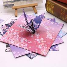 180张/60张樱花折纸手工纸，双色单面印刷彩纸，方形折叠纸作为手工材料，学生折纸手工纸，学生用品材料纸日记漂亮文具成人工艺品学校用品，返校 - 素材紙 - 查看 5
