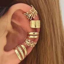5 Pcs Non-Pierced Ear Bone Clip Set-European And American Fashion High-End Jewelry-Women's Earrings-Natural Earrings Earrings Men's Ear Clips-Earrings Sets-Gold Jewelry>Earrings-Ears-Ear Cuffs-Clip On Earring-Clip On Earrings Women-Christmas-Aretes Elegantes-Statement Earrings-Vintage Earrings-Earings Women Earring Sets-Earrings For Women-Gold Earrings-Gold Earrings Women 5 Pieces/Set Gold Bridal Clip-On Earrings Set Hole-Free Ear Bone Clip Creative Simple Personality Gold Leaf Hollow New Earrings C-Shaped Ear Clip - 金色 - 查看 1