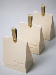 10 件优雅提手礼盒、手提袋、婚礼礼盒、包装盒、甜蜜婚礼回礼盒、“幸福时刻”设计派对包装盒，适用于婚礼、生日装饰、婚礼新娘送礼会装饰、宾客礼物、婚礼用品、礼品包装、婚礼装饰、包装盒、婚礼用品、圣诞节、万圣节、情人节、母亲节、庆典、派对、伴娘礼物 - 米色 - 查看 2