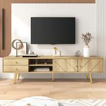 160cm TV Cabinet With Gold Legs, Two Drawers And Uniquely Designed Doors - 木材+MDF+刨花板+40-49英寸 - 查看 9