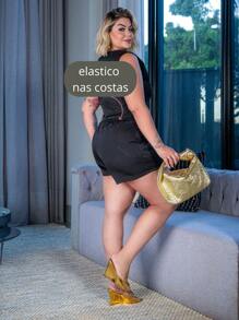 Bermuda Feminina Preta Alfaiataria Ziper Social Basica Plus Size Elegante Veste 44 Ate 58