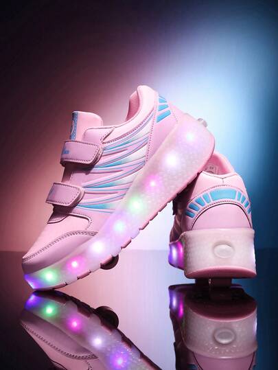 Youth Student Boys And Girls LED Multiple Flashing Fast Gliding Roller Skates, Detachable Wheels, Walkable Sports Shoes, The First Choice For Holiday Gifts