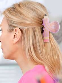 Hair Clips 1pc, Personalized Twisted Pencil Gripper Creative Design Cartoon Cute Hairpin Ponytail Clip Hair Claw School Season Gift Hair Accessories Elegant Claw Clips, School Stuff, College Autumn Accessories Fall Winter For Vacation Outfits Woman