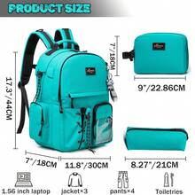 3 件套背包套装 酷炫校园运动背包 适合青少年男孩背包 带午餐袋 铅笔盒 非常适合旅行