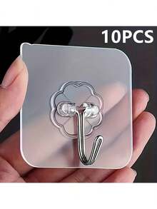 10pcs Large Heavy Duty Wall Hook, Self Adhesive Hanging Hook, Multipurpose Coat Hat Towel Key Sundry Hook, Waterproof Hanger Hook Bathroom Toilet Kitchen, Household Utility Hook Accessories,School Supplies,Back To School