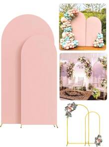 1 Set/Metal Arch Background Bracket Set With Cover Faux Flower Arch Decoration (Approx. 2m+1.8m) Gold Wedding Arch Bracket Balloon Arch Frame For Birthday Party Gender Reveal Ceremony Halloween Christmas Anniversary Arch Decoration Supplies.